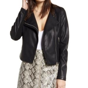 BLANKNYC Record breaker fax leather moto jacket